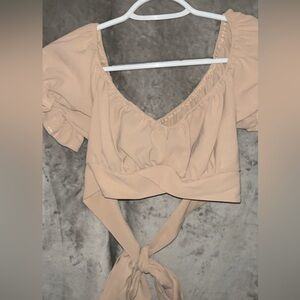 Ruched crop top with tie